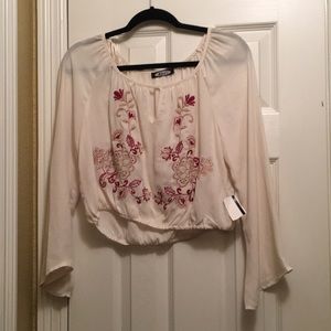 Cream off the shoulder crop top blouse